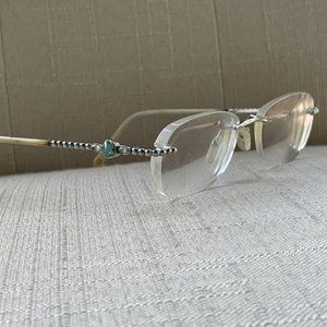 Laura Ashley Women Eyeglasses Frame Rim less Glasses Pearl Blue Jodie 50[]17 135